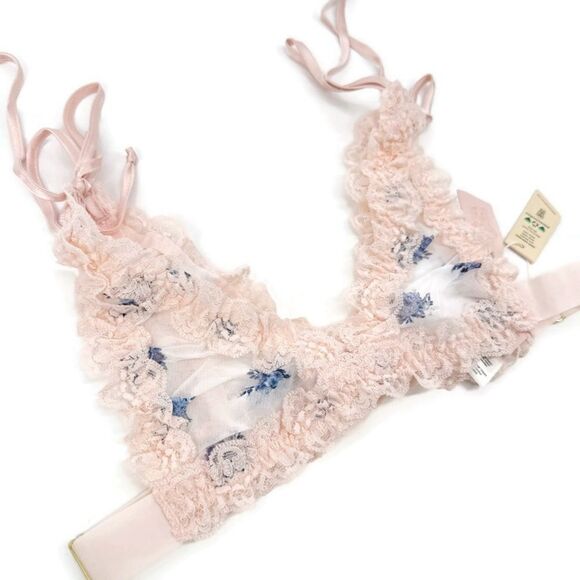 Free People x HAH Flip‎ HAHround Bra Ditsy Floral French Blue NWT Small - Picture 1 of 6